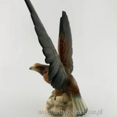 Figura orła ceramika Niemcy Hartwig&Co Porzellanfabrik Katzhütte 1933-1958, wys 36cm