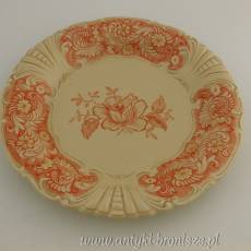 Talerz ozdobny porcelanowy czerwony (patera) Niemcy Bawaria Schwarzenhammer Porzellanfabrik Schumann & Schreider ok 1952r.