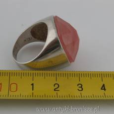 Pierścionek z kwarcem różowym srebro próba 925