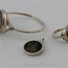 Zestaw biżuterii z amonitem (?) srebro 925