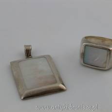 Zawieszka i pierścionek z masą perłową srebro 925