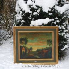 OKAZJA-WYPRZEDAZ !!! - OND - "Pejzaz" , anonim - w stylu XIXw., rozm.: 68 x 78 - poz.3490