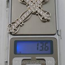 Krzyż wisiorek duży z cyrkoniami srebro 925 Niemcy?