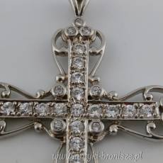Krzyż wisiorek duży z cyrkoniami srebro 925 Niemcy?