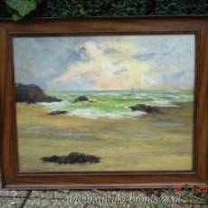 OND - SCH. F."Nad brzegiem morza" - monogram w lewym dolnym rogu, rozm. wew.: 45x58 cm ( zew.: 53x66)-poz. 3519