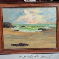 OND - SCH. F."Nad brzegiem morza" - monogram w lewym dolnym rogu, rozm. wew.: 45x58 cm ( zew.: 53x66)-poz. 3519