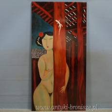 Sztuka azjatycka, panel dekoracyjny, lakierowany "Akt z jaszczurka" - rozm. 120x60cm  - poz. 5779