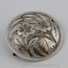 Broszka ażurowa srebro pr.900 średnica 4,6cm
