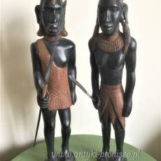 Murzyńska para rzeźby drewno heban  Namibia Afryka 1948r