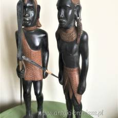 Murzyńska para rzeźby drewno heban  Namibia Afryka 1948r