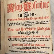 Proroczy lament pojawia się w Syjonie Prophetische Klag-Posäune in Sion Gabriel Zürcher Guldenpöck Norymberga 1738r