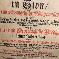 Proroczy lament pojawia się w Syjonie Prophetische Klag-Posäune in Sion Gabriel Zürcher Guldenpöck Norymberga 1738r