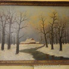 OKAZJA-WYPRZEDAZ !!! ONP - Obraz "Sniezny pejzaz" sygnowany GDW-1948,  rozm.67x86 cm - poz. 409
