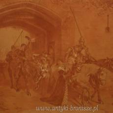 OKAZJA ! Guillaume Geers - PASTEL (sanguine) - podpisana, datowana 1914, pod szklem w zloconej ramie 50 x 67 cm - poz. 3013