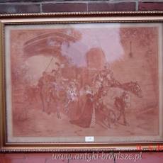 OKAZJA ! Guillaume Geers - PASTEL (sanguine) - podpisana, datowana 1914, pod szklem w zloconej ramie 50 x 67 cm - poz. 3013