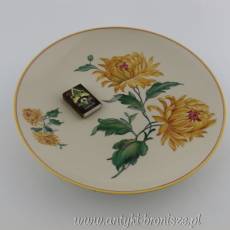 Patera porcelanowa na trzech kulach Krister Porzellanmanufaktur AG. Waldenburg (Wałbrzych) chryzantemy złociste 1930-1945
