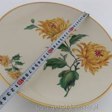 Patera porcelanowa na trzech kulach Krister Porzellanmanufaktur AG. Waldenburg (Wałbrzych) chryzantemy złociste 1930-1945