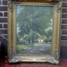 Obraz OND- "Domek w lesie" w ladnej zloconej ramie - rozm. 60x40cm -poz.2345