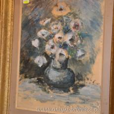 Obraz akwarela "Kwiaty" podpisany, rozm. 63 x 53 cm - poz. 4155