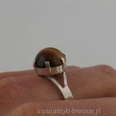 Pierścionek z tygrysim okiem srebro 835/1000