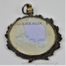 Wisiorek, medalion wieniec laurowy z fotografią 1910/12 r śred.3cm