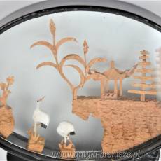 Chiński Microworld , świat w miniaturze rękodzieło poł.XXw  drewno/laka