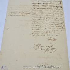 Stary dokument po łacinie na papierze czerpanym 1837r Podgórze