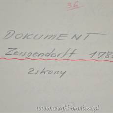Stary dokument j. niemiecki na papierze czerpanym Czyżykowo 1783r