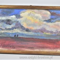 Obraz olej na płótnie w drewnianej ramie podpisany F.Ruszczyc 1906r 44,5/30,5cm