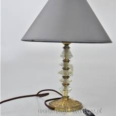 Lampka stolikowa kryształ i mosiądz Belgia/ Francja -ok.1920r nowy szary abażur
