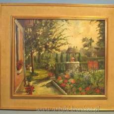 ONP "Ukwiecony ogrod" - podpisany G. NOELANDERS w drewnianej ramie 50 x 60 cm - poz 4853