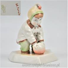 Dziecko z piłką art deco A. Sinkó Zsolnay węgierska porcelana lata 30te