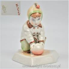 Dziecko z piłką art deco A. Sinkó Zsolnay węgierska porcelana lata 30te