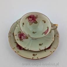 Filiżanka porcelanowa (trio) Niemcy Turyngia Roschützer Porzellanfabrik Unger & Schilde 1896-1968r