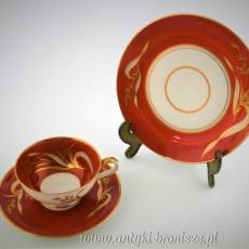 Filiżanka porcelanowa (trio) ręcznie malowana Niemcy Rhenania Duisdorf 1935-1957r