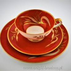 Filiżanka porcelanowa (trio) ręcznie malowana Niemcy Rhenania Duisdorf 1935-1957r