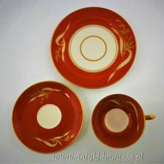 Filiżanka porcelanowa (trio) ręcznie malowana Niemcy Rhenania Duisdorf 1935-1957r