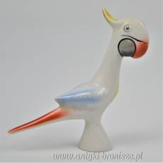Papuga kakadu art deco Hollohaza Węgry lata 60-te dekoracja a'la picasso