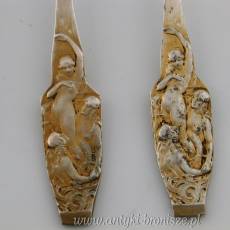 Unikatowe łyżeczki do mokki z postaciami mitologicznymi srebro 800 pozłacane Niemcy Bruckmann & Sohne secesja początek XXw