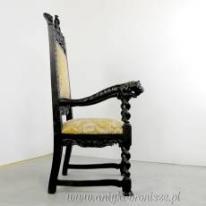 Fotel dębowy z herbem w stylu gdańskim