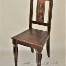 Krzesła secesyjne dębowe ok.1920r drewno/ skóra