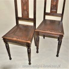 Krzesła secesyjne dębowe ok.1920r drewno/ skóra