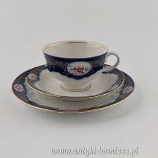 Filiżanka porcelanowa (trio) Echt kobalt Niemcy Stadtlengsfeld Colditz Porzellan