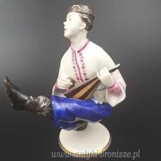 Kozak z mandoliną Aelteste Volkstedter Porzellanfabrik Turyngia 1920r