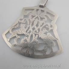 Wisiorek ażurowy motywy zwierzęce i roślinne srebro pr 900, ręczne wykonanie