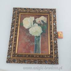 Obrazek akwarela róże w wazonie 43 x 35 cm G. Freygang 1915r