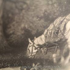 Rycina na kartonie François Fortune Ferogio Odpoczynek w lesie 1948r