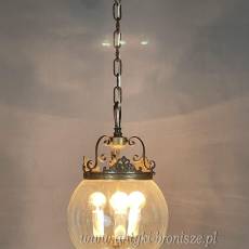 Żyrandol KULA, lampa szklana, sufitowa, antyczna