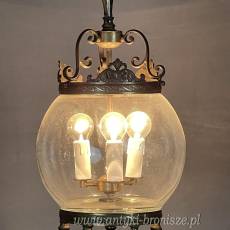 Żyrandol KULA, lampa szklana, sufitowa, antyczna