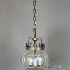 Żyrandol KULA, lampa szklana, sufitowa, antyczna